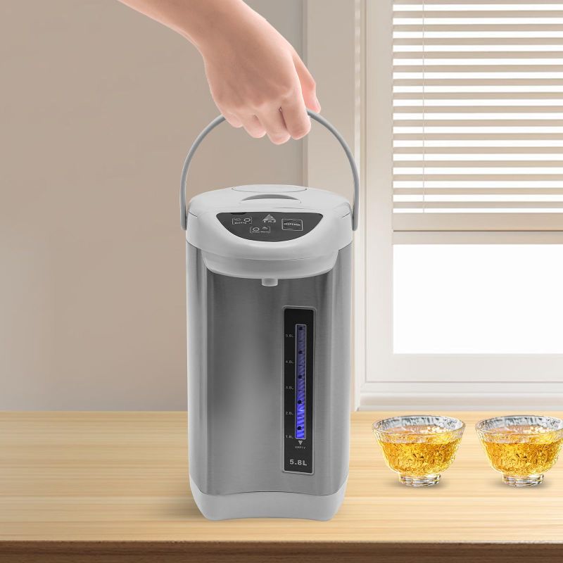 Photo 1 of  Water Boiler & Warmer 4 Liter Electric Hot Water Kettle 304 Stainless Steel Removable Water Tank, 750 Watt 3-layer Temperature Settings, 360° Three-Dimensional Heating (Grey) 