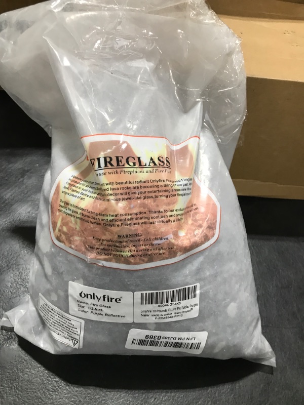 Photo 1 of onlyfire 10 Pounds Fire Glass for Propane Fire Pit, 1/2 Inch Reflective Firepit Glass Rocks for Gas Fireplace and Fire Pit Table, Purple