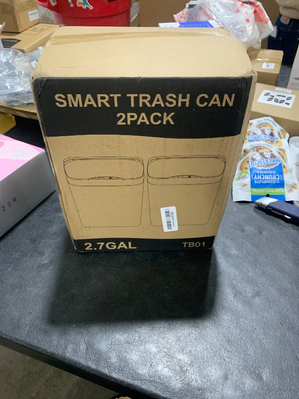 Photo 1 of Vanpopubs 2 Pack 2.7 Gal Bathroom Trash Can with Lid, Automatic Trash Can Small Smart Garbage Can Touchless, Slim Motion Sensor Waterproof Plastic Trash Bins for Bedroom Office Kitchen Toilet