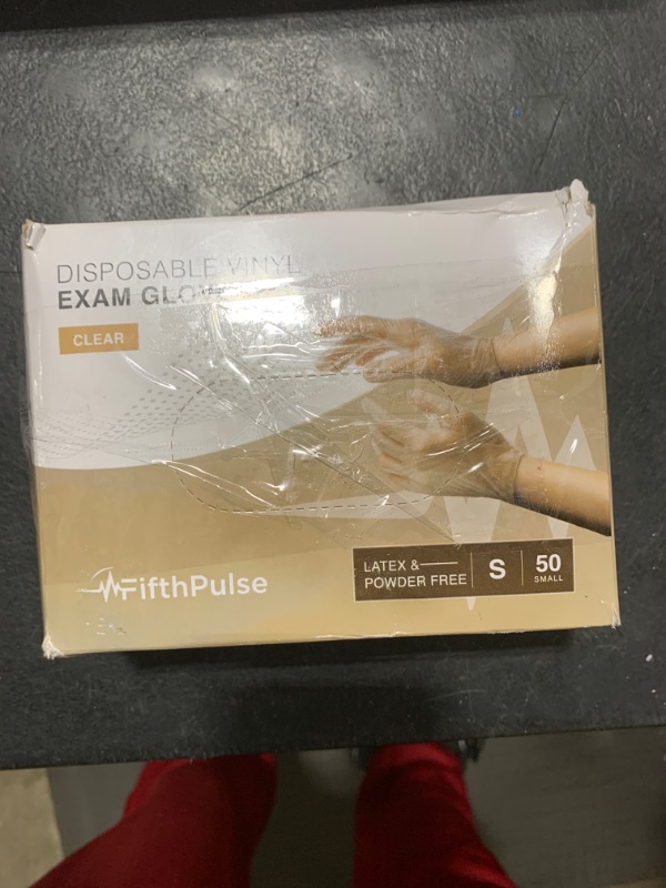 Photo 2 of FifthPulse Clear Vinyl Disposable Gloves Small 50 Pack - Latex Free, Powder Free Medical Exam Gloves - Surgical, Home, Cleaning, and Food Gloves - 3 Mil Thickness