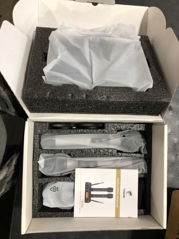 Photo 1 of TONOR Wireless Microphone, Metal Dual Professional UHF Cordless Dynamic Mic Handheld Microphone System for Home Karaoke, Meeting, Party, Church, DJ, Wedding, Home KTV Set, 200ft, TW-820 Grey