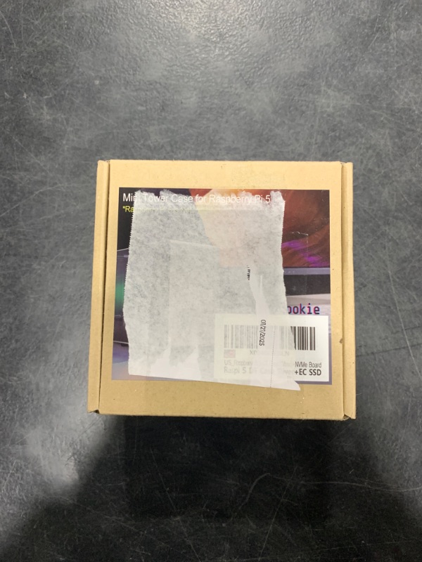 Photo 1 of ElectroCookie Raspberry Pi 5 Case, Aluminum Mini Tower Case with M.2 NVMe SSD PCIe HAT and Active RGB Lighting Cooler (Silver)