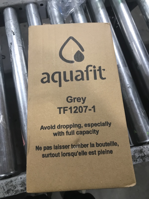 Photo 1 of AQUAFIT 1 Gallon Water Bottle with Time Marker - Straw & Chug Lid - BPA Free Big Water Bottle with Straw - Gym Water Bottle with Handle - Gallon Water Jug (128 Ounces, Gray)