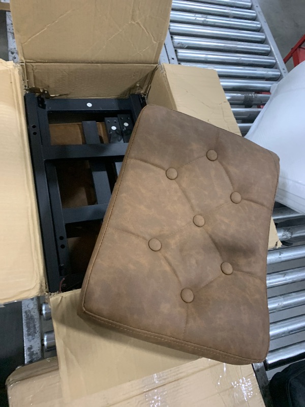 Photo 1 of Arceisle 24inch Bar Stools Set of 2, Retro Barstools for Kitchen, Industrial Counter Height Bar Stools, Upholstered Barstool, Countertop Saddle Chair Island Stools, Rustic Brown