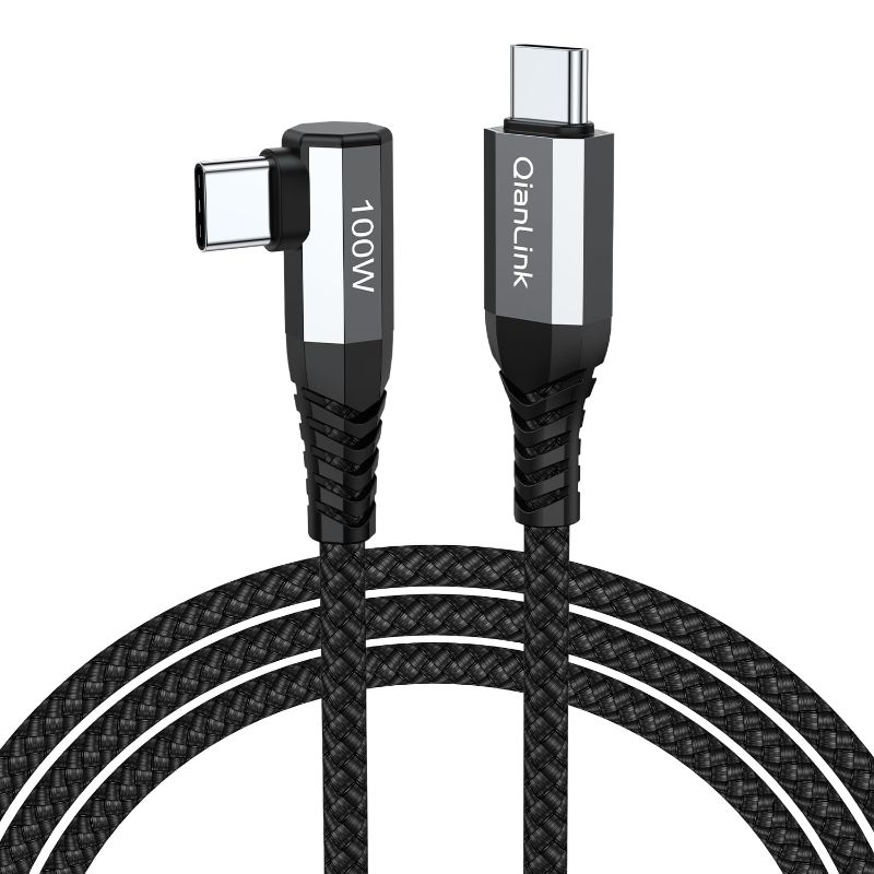 Photo 1 of 100W USB C to USB C Charger Cable, USBC to USBC Cable (3.3ft), Type C to Type C Fast Charging Right Angle for MacBook 13 15 M1 M2, iPad Pro 12.9/11/Air/Mini 6, iPhone 15 Pro max,Samsung S24 S23