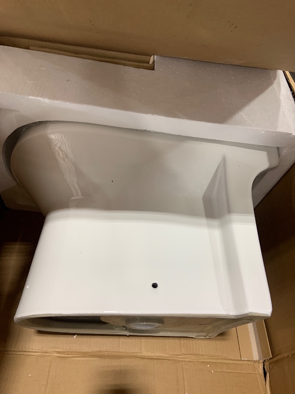 Photo 2 of DeerValley Compact One Piece Toilet For Small Bathroom with Powerful & Quiet Dual Flush & Soft Closing Seat, 0.8/1.28 GPF High-Efficiency, 12" Rough-In, White