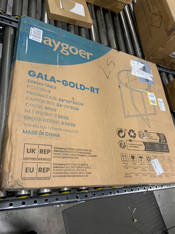 Photo 1 of SAYGOER Glass Half Moon Console Table 2 Tier Narrow Entryway Table with Gold Metal Frames, Modern Couch Table Small Entry Way Tables, Easy Assembly, Clear Glass Gold Frames