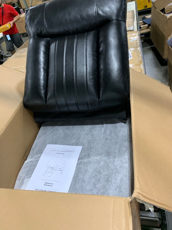 Photo 2 of [BOX 2 OF 2] Merax Electric Power Lift Recliner Chair with USB Charging Port & Cell Phone Stand & Arm Storage & 2 Cup Holders & 360°Swivel Tray Table, Elderly Lazy Boy Leather Sofa Seating for Home Theater, Black