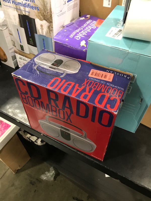 Photo 1 of Proscan Portable CD Player with AM/FM Radio, Boombox (Silver)