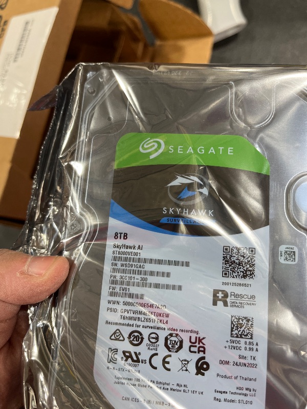 Photo 1 of Seagate Skyhawk AI 8TB Video Internal Hard Drive HDD – 3.5 Inch SATA 6Gb/s 256MB Cache for DVR NVR Security Camera System with in-house Rescue Services (ST8000VEZ01)