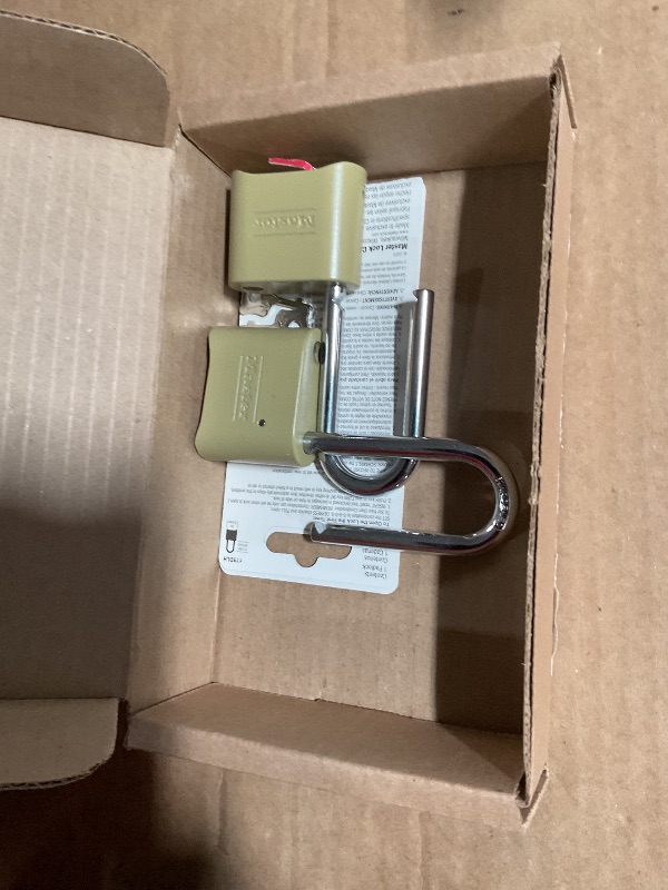 Photo 1 of Master Lock Brass Combination Lock, Gate Lock for Outdoor Fence or Shed, Customizable Combination Padlock with Extended 2-1/4-Inch-Long Shackle, 2 Pack, 175LHEC2