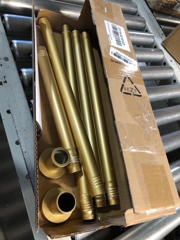 Photo 1 of ***(MISSING PARTS)***
YNL Gold Shower Curtain Rod 32-80 Inch(2.7-6.6ft), Non Slip, Never Rust, No Drill Stainless Steel Spring Tension Shower Rod, Telescoping Curtain Rod for Bathroom Window Living Room