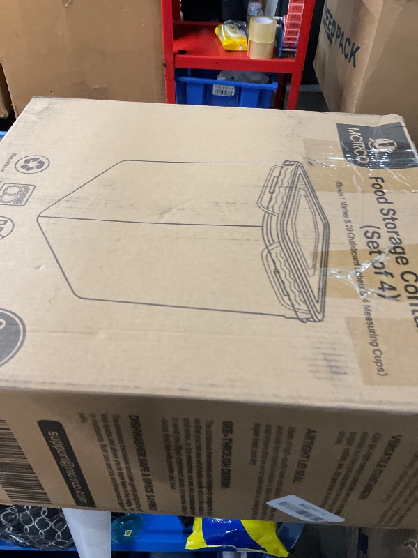 Photo 1 of ***(MISSING 2 LIDS)***
M MCIRCO Extra Large 7qt / 6.5L/220oz Tall Food Storage Containers, WIDE & DEEP, 4-Piece Plastic Airtight Kitchen Pantry Storage Containers for Flour, Sugar, with 4 Measuring Cups,20 Labels