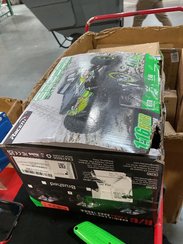 Photo 1 of **FRONT PASSENGER WHEEL IS BROKEN**RACENT RC Truck 1:16 4x4 All Terrain RC Car 40KPH High Speed Remote Control Cars for Boys, Off-Road Monster Truck with 2.4Ghz Radio Control, 2 Batteries, Gifts for Kids Adults