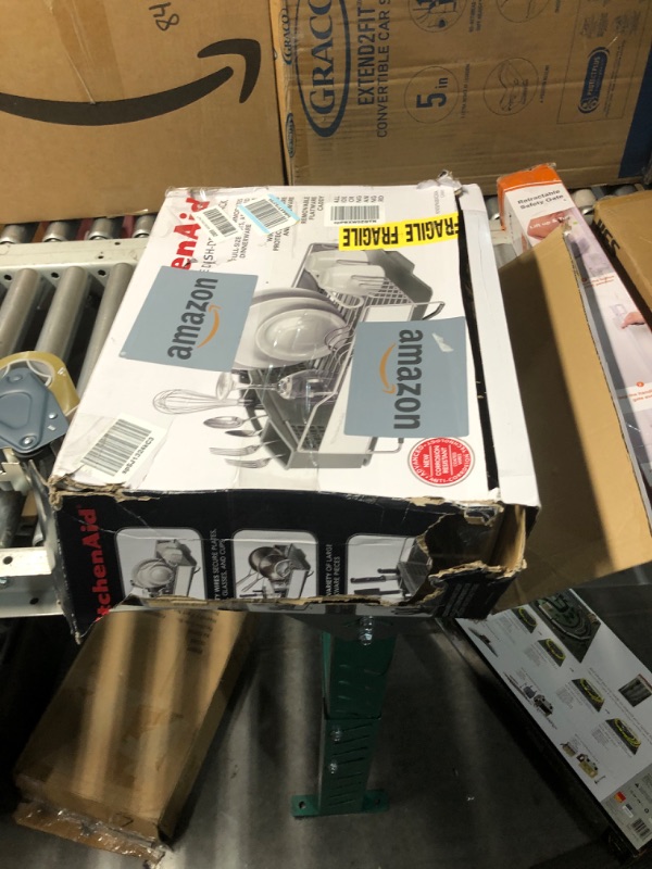 Photo 1 of KitchenAid Large Capacity Full Size Rust Resistant Dish Rack with Angled Drain Board and Removable Flatware Caddy, Light Grey