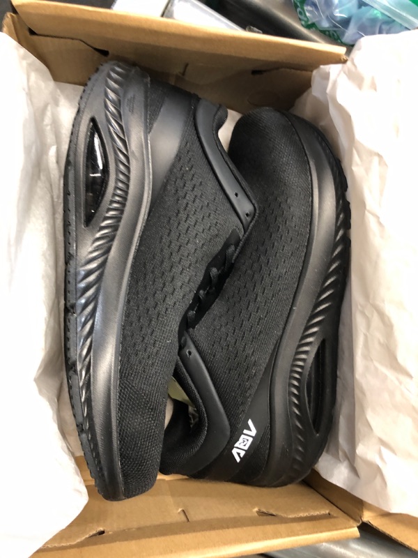 Photo 1 of AOV Wide Toe Box Shoes Women Arch Support Walking Shoes for Plantar Fasciitis Orthotic Air Tennis Sneakers AllBlack Size 10