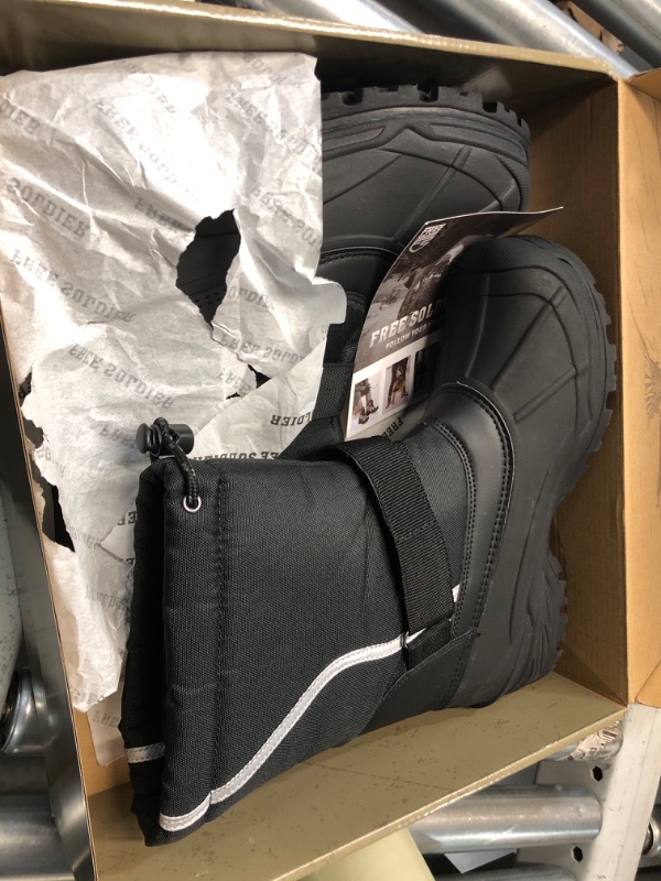 Photo 1 of FREE SOLDIER Mens Snow Boots Insulated Waterproof Hiking Winter Shoes Nonslip Outdoor Ankle Cold Weather Boots with Warm Inner(Thick Black,9)