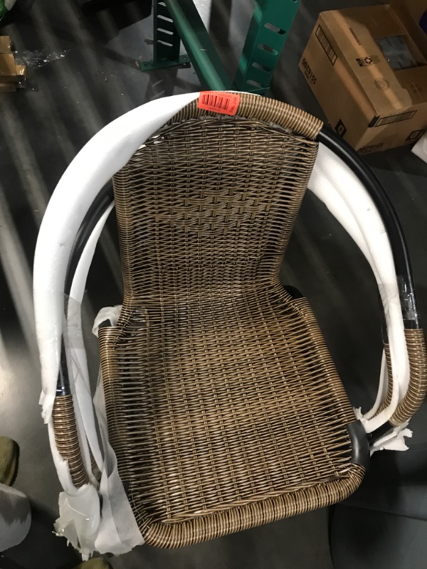 Photo 1 of ***DAMAGED - LEGS ON 1 CHAIR BENT - NO PACKAGING - SEE PICTURES***
EMMA + OLIVER 2 Pack Medium Brown Rattan Indoor-Outdoor Restaurant Stack Chair with Curved Back