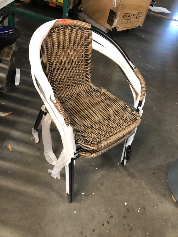 Photo 1 of ***DAMAGED - LEGS ON 1 CHAIR BENT - NO PACKAGING - SEE PICTURES***
EMMA + OLIVER 2 Pack Medium Brown Rattan Indoor-Outdoor Restaurant Stack Chair with Curved Back