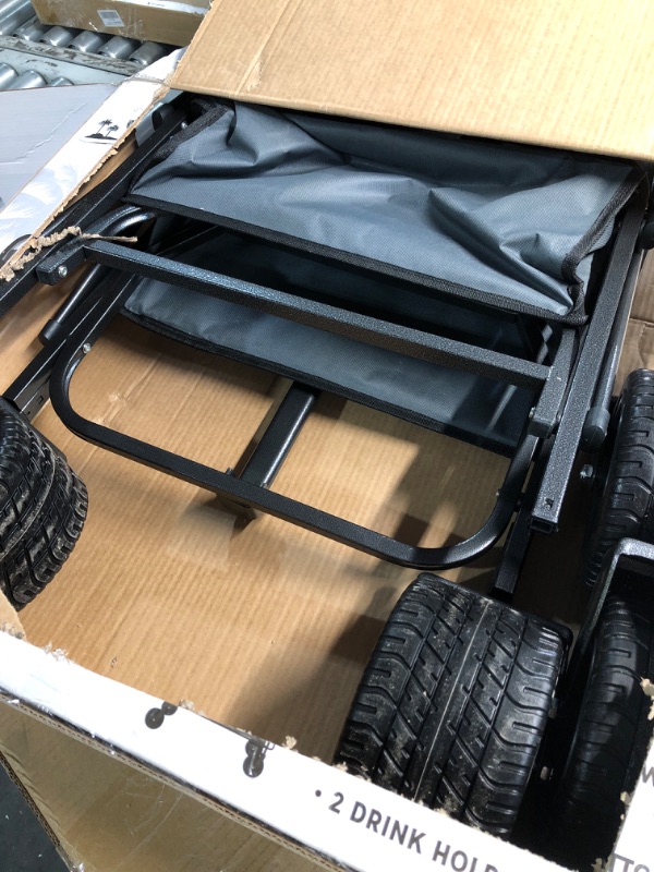 Photo 1 of (missing hardware) Heavy Duty Collapsible Folding Cart, Large Capacity Outdoor Garden Cart with All-Terrain Wheels & Side Pockets