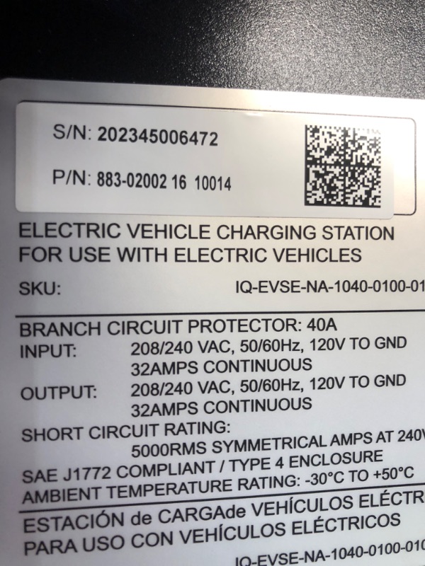 Photo 1 of 32 Amp Smart Level 2 EV Charger - Enphase IQ 40 (Formerly ClipperCreek), Hardwired, Electric Car Charger with J1772 Connector, 5-Year Warranty, 25ft Cable for Home Use