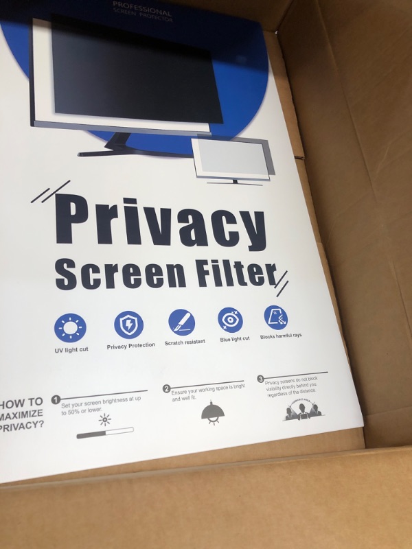 Photo 1 of [2-Pack] 24 Inch Computer Privacy Screen Filter for 16:9 Widescreen Monitor, Removable Eye Protection Anti Glare Blue Light Filter Privacy Shield, Anti Spy Screen Protector Film 24 In