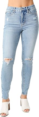 Photo 1 of ***STOCK PHOTO REFERENCE ONLY, NO SIZE TAG***SEVEGO Women's 32" Tall Straight Leg Jeans Mid Waisted Stretchy Loose Denim Pants Casual Baggy Jean Trousers 32'', Light Blue, M