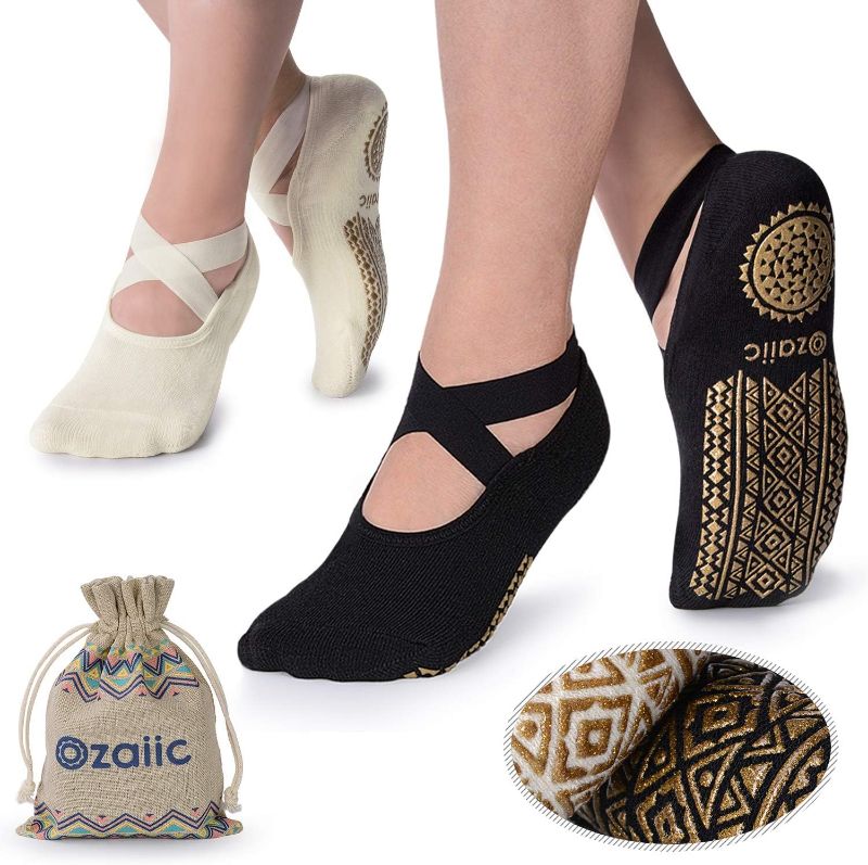 Photo 1 of (SEE NOTES) Ozaiic Yoga Socks for Women Non-Slip Grips & Straps, Ideal for Pilates, Pure Barre, Ballet, Dance, Barefoot Workout