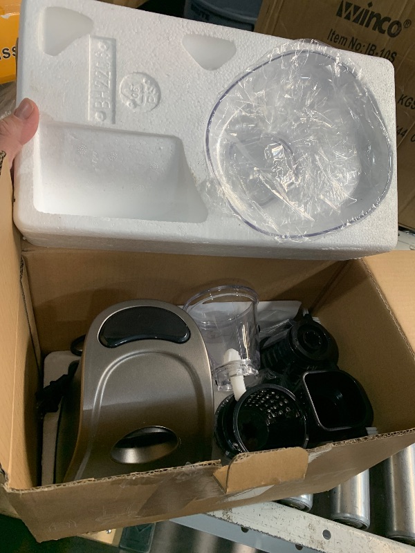 Photo 1 of ***(NO RETURNS OR REFUNDS/ FOR PARTS ONLY/ NON FUNCTIONAL)***
ASLATT Electric Cheese Grater, One-Touch Control Grater Machine for Vegetables, Fruits, Potatoes, Salad Maker with 6 Free Attachments