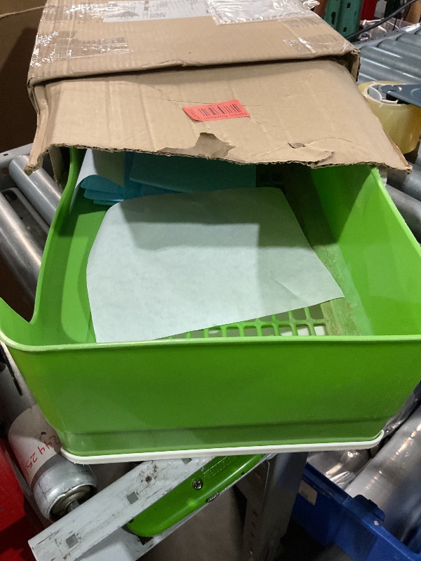 Photo 1 of (See all images)Humorous.P Rabbit Litter Box - Extra Large Pet Bunny Little Box Potty Trainer Ideal for Small Animal, Rabbit, Guinea Pig, Ferrets Rectangular Corner Litter Box Cage (Green 15.7" 11.4" 6.2")