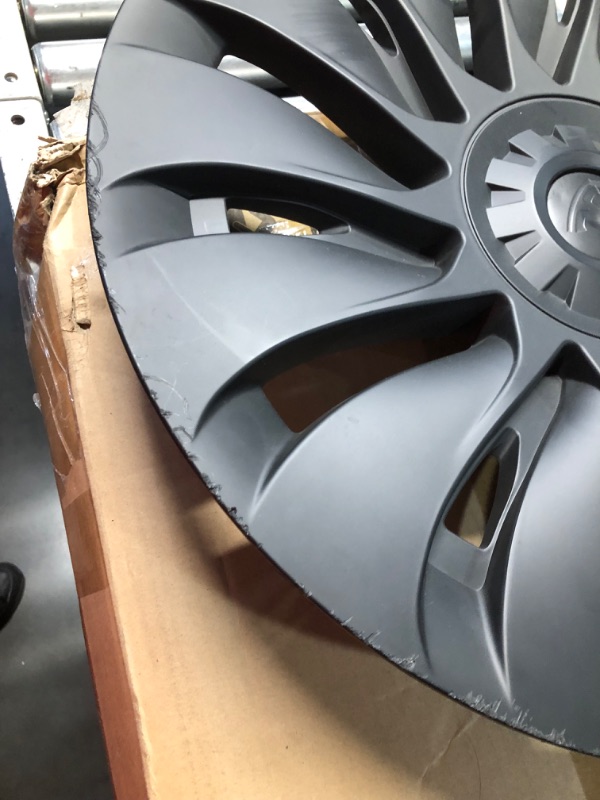 Photo 1 of ***DAMAGED - CRACKED - HAS ROAD RASH - SEE PICTURES***
KAVANIC Fits Model Y Wheel Cover 19Inch ABS Matte Black Blade Style Hubcaps for Tesla 2020-2024 Model Y Gemini Wheel Cover Replacement Support Logo Symmetry Design