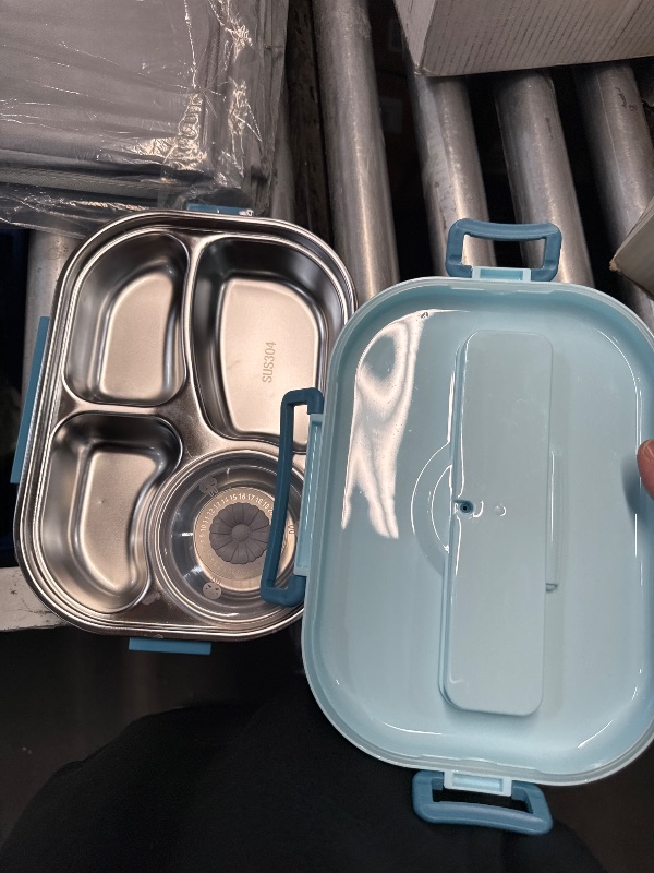 Photo 1 of (FAIR) Stainless Steel Bento Box for Adults, 4 ?Grid Portable Bento Box, Lunch Containers Bento Lunch Box for Adults, Insulated Lunch Containers with Spoon, Chopstick and Soup Bowl
