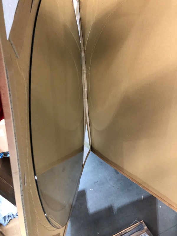 Photo 1 of [Tempered Glass] 46" x 46" Round Glass Chair Mat, Heavy Duty Hard Floor Mat with Round Corner and Polished Edge, Office Chair Mat for Carpet Office Home Hardwood Floor Desk