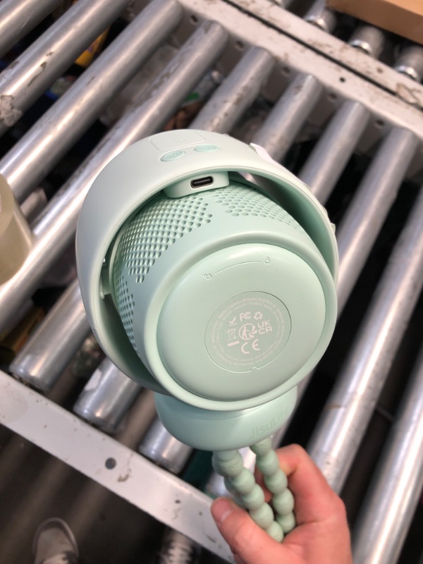 Photo 1 of (MISSING CHARGER) (UNTESTED) (NO BOX OR BAG) JISULIFE Stroller Fan Baby Large, Safe Bladeless for Crib, Desk, Portable Battery Rechargeable Cooling Fan with Air Turbo Tech, Night Light, Food-Grade Gift for Mom/Dad/Friend - Green