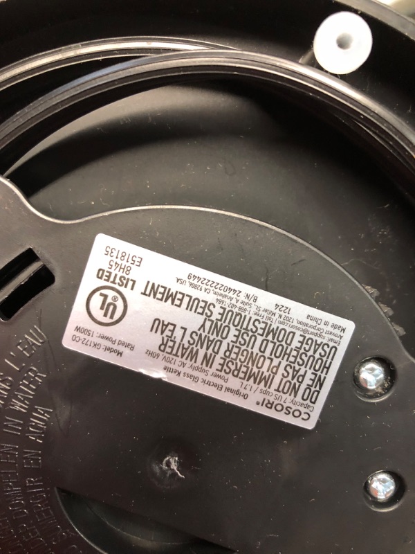 Photo 1 of ***HEAVILY USED AND DIRTY - UNABLE TO TEST - SEE PICTURES***
Cosori Electric Kettle, No Plastic Filter & Spout, Stainless Steel Inner Lid, Tea Kettle & Hot Water Boiler For Coffee & Tea, Water Heater & Teapot, Automatic Shut Off, Black, 1.7L/1500W