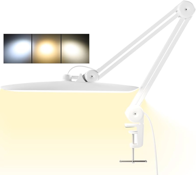 Photo 1 of ***(MISSING LIGHT MOUNT BRACKET)***DAMAGED**PARTS ONLY**
3000 Lumens Adjustable LED Desk Lamp & Task Lamp - Bright, Dimmable Lighting for Office, Crafts, Nails &Salon Hobbies with Clamp (CCT, White)