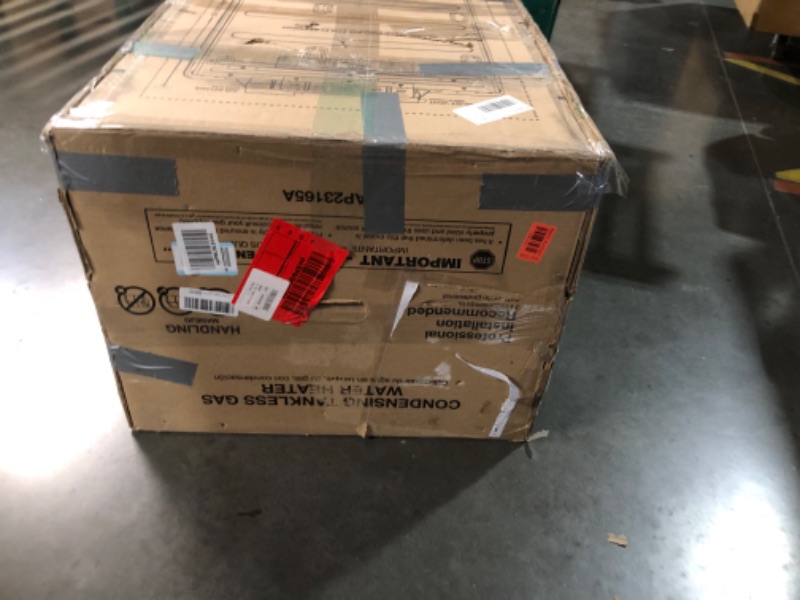 Photo 1 of ***PARTS ONLY - MAJOR DAMAGE - SEE COMMENTS***
High Efficiency Non-Condensing 9.8 GPM Residential 199,000 BTU Exterior Natural Gas Tankless Water Heater