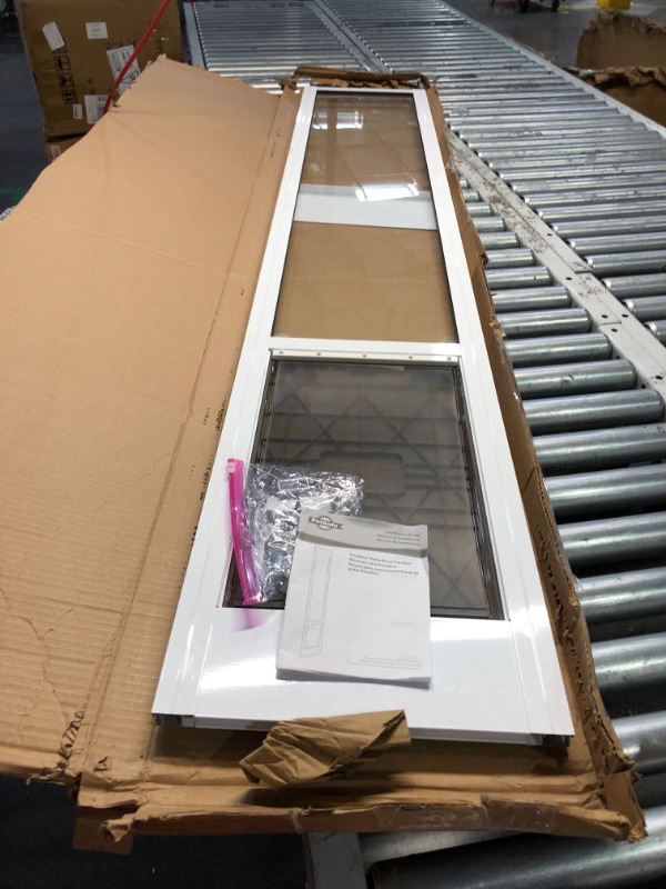 Photo 1 of ****PARTS ONLY***PetSafe Doggy Door for Sliding Glass Doors, Adjustable Height 91 7/16" to 96", No-Cut DIY Install, Aluminum Panel, Ideal for Renters, for Medium Dogs Up to 40 lb, (White, Medium)