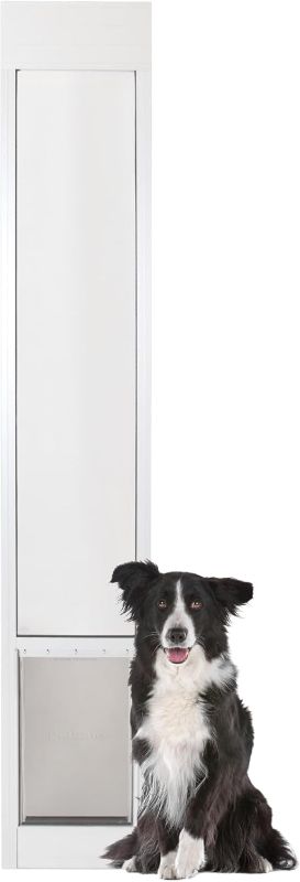 Photo 1 of ****PARTS ONLY***PetSafe Doggy Door for Sliding Glass Doors, Adjustable Height 91 7/16" to 96", No-Cut DIY Install, Aluminum Panel, Ideal for Renters, for Medium Dogs Up to 40 lb, (White, Medium)