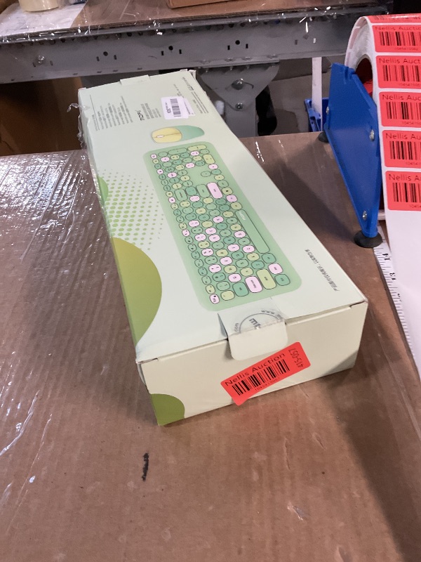 Photo 1 of Wireless Keyboard and Mouse Combo, Colorful Ergonomic Full Size Retro Low-Noise Keyboard with Cute keycaps, Compatible with Windows, PC, Perfer for Home and Office Keyboards (Green)