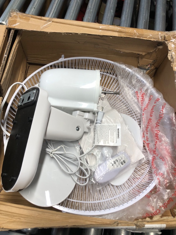 Photo 1 of **PARTS ONLY, MOTOR BARELY MOVES WHEN TURNED ON** Simple Deluxe 16 Inch Wall Mount Fan with Remote Control, 3 Oscillating Modes, 3 Speed, Timer, 1 Pack
