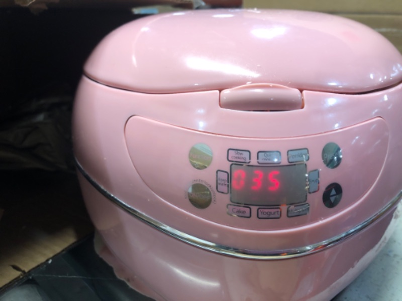 Photo 1 of Peach Heart Shape Rice Cooker 8 Cup Cooked, 4 Cup Uncooked Rice, Multifunctional Pink Rice Cooker, 300w, with Preset Timer, 1.8L