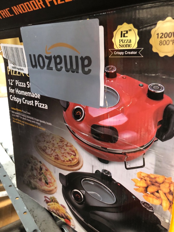 Photo 1 of **MISSING PIZZA STONE, AND CUTTER**
Upgrade Davivy 12" Indoor Electric Pizza Oven with Timer, Pizza Stone & Grill Pan, Countertop Pizza Oven up to 800?F, Portable Small Pizza Oven Cooker, Household Electric Indoor Pizza Cooker - Black