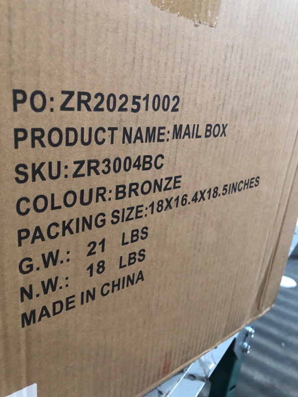 Photo 1 of ZOTORUN Mailbox Rustproof Cast Aluminum Locking Security Post Mount Mail Box, Large, Bronze