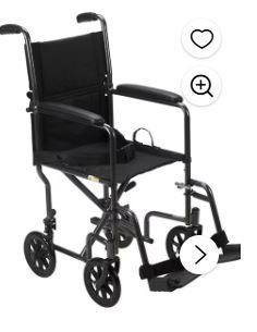 Photo 1 of Drive Medical Transport Wheelchair Steel 17 inch Seat Width x 16"D 250 lbs. 