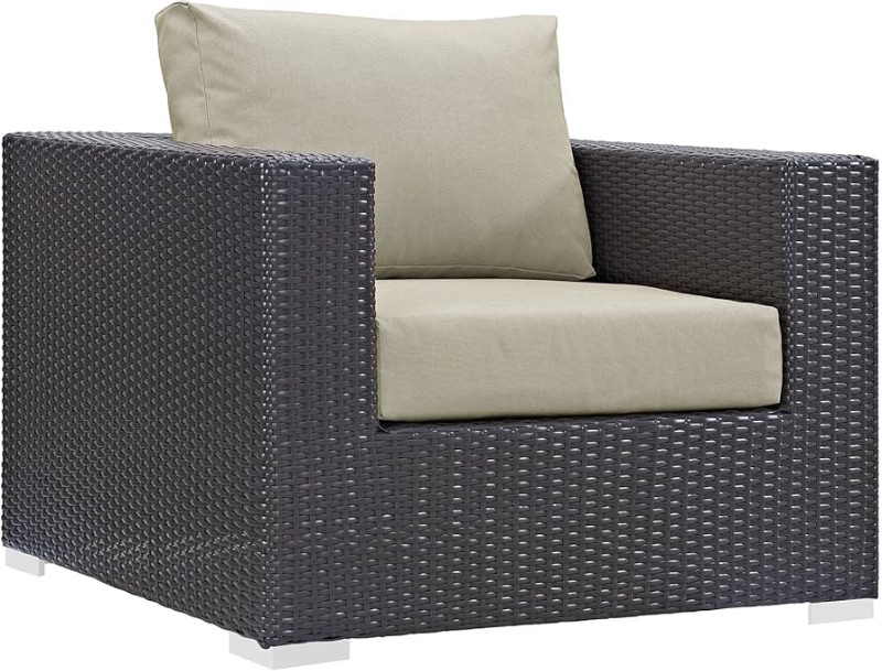 Photo 1 of *** STOCK PHOTO FOR REFFERENCE ONLY**Modway Convene Wicker Rattan Outdoor Patio Armchair in Espresso Beige