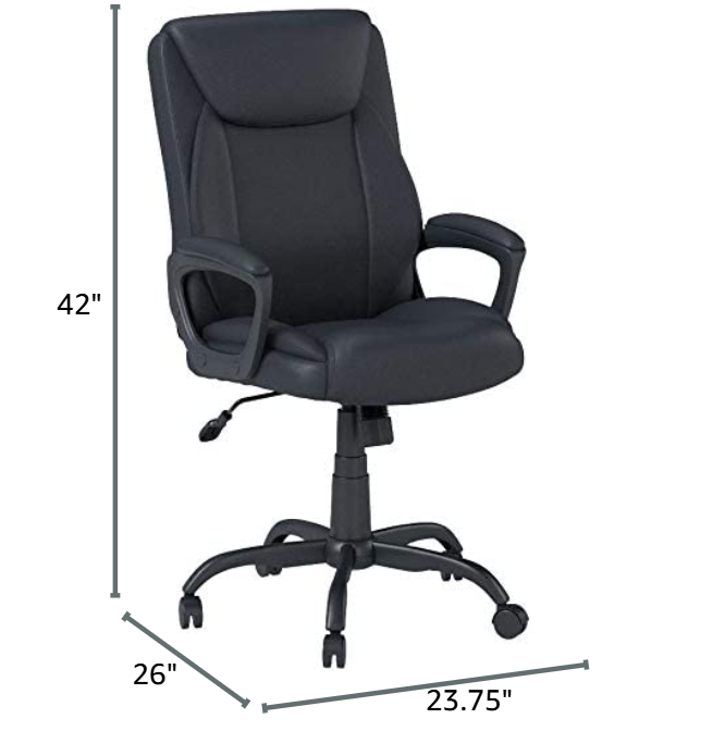 Photo 1 of (PARTS) (POSSIBLE MISSING ACCESSORIES TOO) Amazon Basics Classic Puresoft PU Padded Mid-Back Height Adjustable Office Computer Desk Chair with Armrest, 26"D x 23.75"W x 42"H, Black