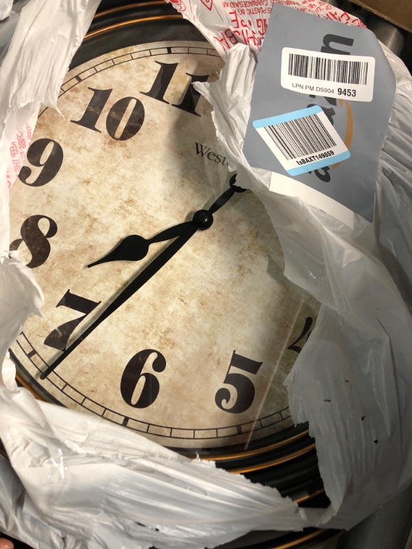 Photo 1 of *unknown if functional. Needs batteries* missing back plate* Westclox Traditional Large Wall Clock Battery-Operated Clock for Living Room, Bedroom, Office | Ideal Housewarming Gift (20 Inch, Black-Brown)