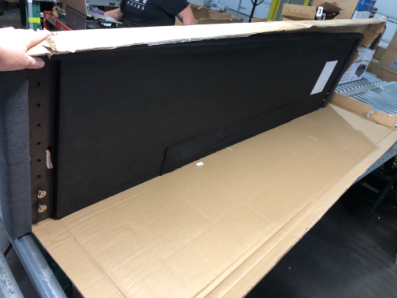 Photo 1 of ***DAMAGED - FRAYED - MISSING LEGS - SEE PICTURES***
LUCID Mid-Rise Upholstered Headboard - Diamond Tufted - Padded Polyester - Adjustable Height from 34” to 46” - Easy Assembly - Bed Frame or Wall Mount - Sturdy - Charcoal - King / Cal King Size