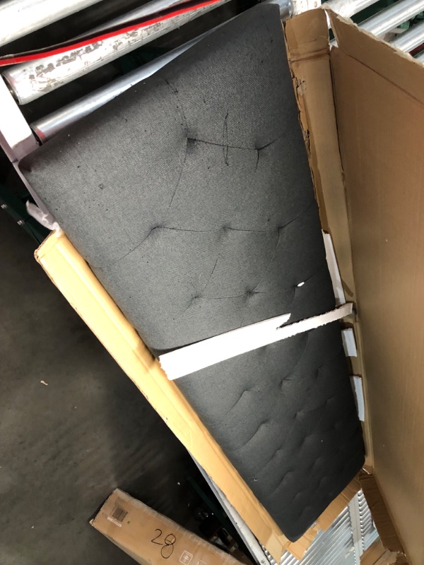 Photo 1 of ***DAMAGED - FRAYED - MISSING LEGS - SEE PICTURES***
LUCID Mid-Rise Upholstered Headboard - Diamond Tufted - Padded Polyester - Adjustable Height from 34” to 46” - Easy Assembly - Bed Frame or Wall Mount - Sturdy - Charcoal - King / Cal King Size